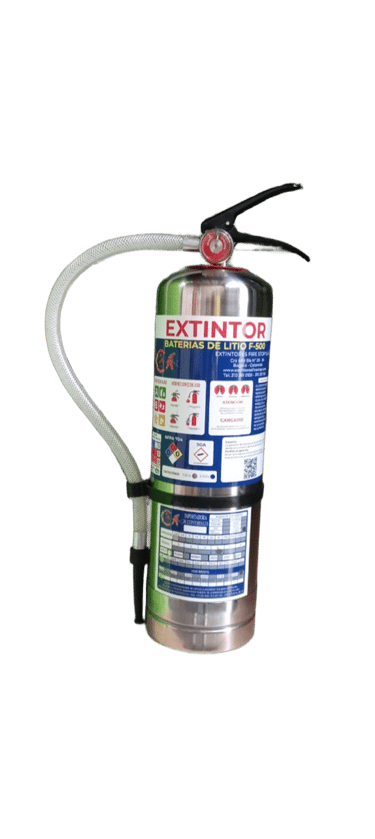 Extintor F-500 para incendios en baterías de litio y vehículos eléctricos - Fire Stop Bogotá