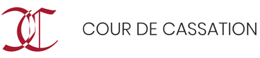 Logo officiel de la Cour de Cassation avec emblème rouge et typographie noire sans sérif  
