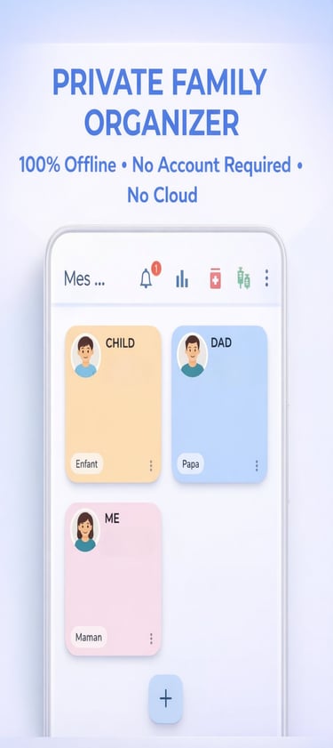 CareTrack app - home screen- family profiles