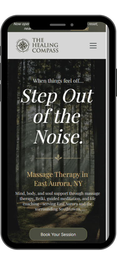 Featured Rustline website project for The Healing Compass, showcasing a wellness brand rebrand and r