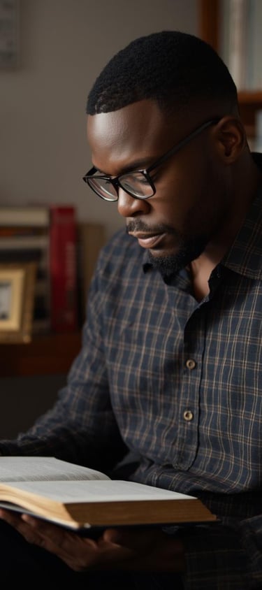 Man reading Scripture during quiet prayer