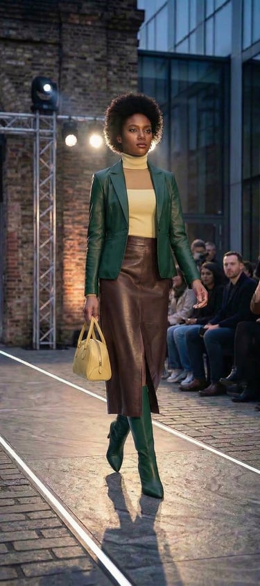 Falda midi marrón · Piel sintética · Corte recto · Cintura alta