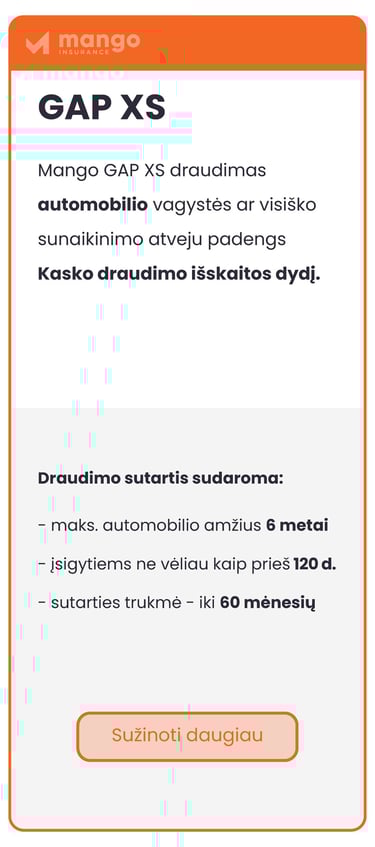 GAP XS draudimas - Kasko išskaitos apsauga