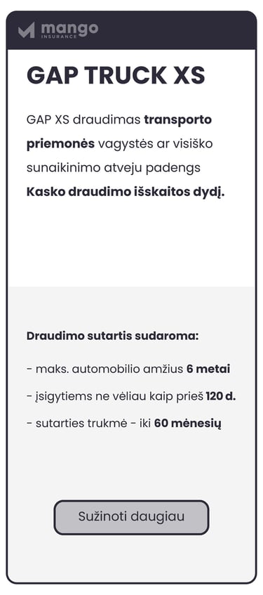 GAP TRUCK XS draudimas - vilkiko kasko išskaitos draudimas