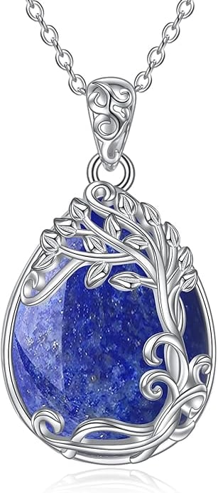 Lapis Lazuli Filigree Teardrop Pendant Necklace