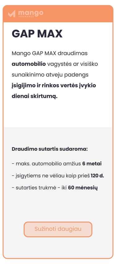 GAP MAX draudimas naujai įsigytam automobiliui