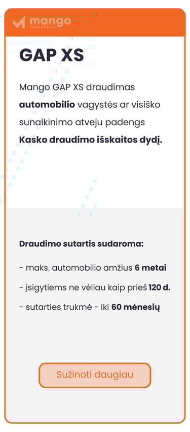 GAP XS draudimas - Kasko išskaitos apsauga