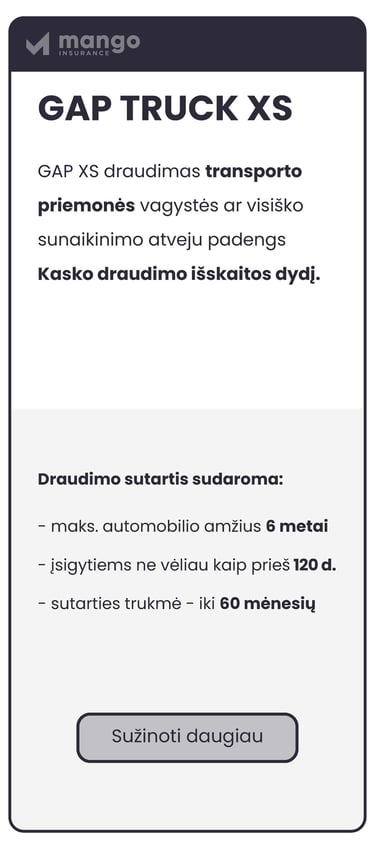 GAP TRUCK XS draudimas - vilkiko kasko išskaitos draudimas