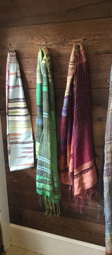 Handwoven scarves by Isa Stead