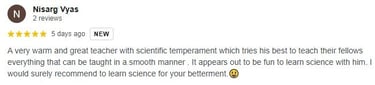 Student review: Nisarg Vyas on Prince Sir’s fun and scientific teaching style for Science