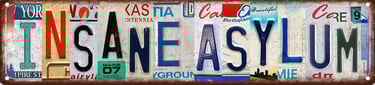 insane asylum license plate art