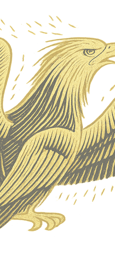 Golden eagle emblem with soft shadow