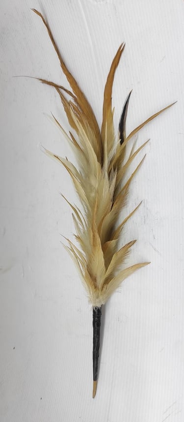 "Handcrafted tribal hair ornament with colorful bird feathers–eco-friendly accessory-Sent overseas"