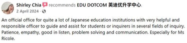 Five star student review for EDU DOTCOM on Google and Facebook