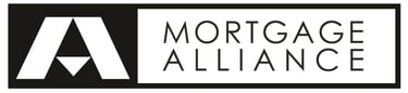Official black and white Mortgage Alliance logo featuring a stylized A icon for home loan services.