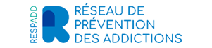 RESPADD Réseau de Prévention des Addictions blue logo with stylized R icon.