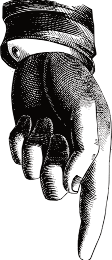 a hand pointing downwards