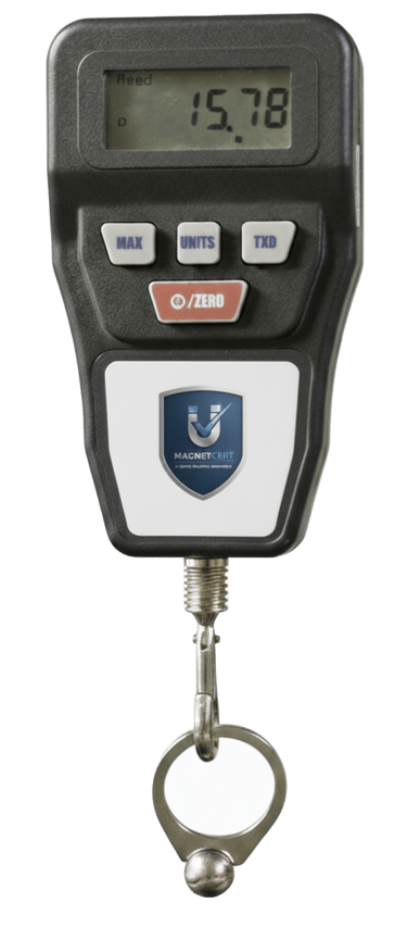 NIST traceable digital scale used for food-grade magnet pull testing