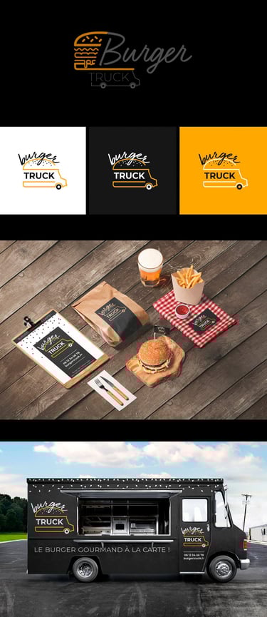 Projet burger truck création logo, imprimés et habillage camion pour food-truck