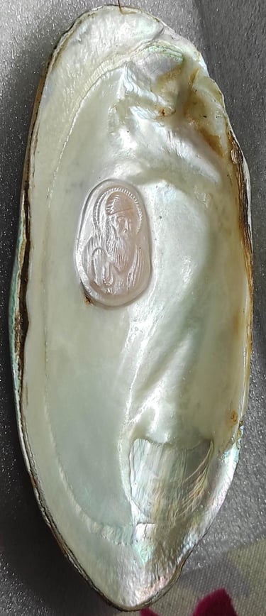 "Angled view of 11mm pearl–white glossy finish, nucleus cultured-for overseas markets"