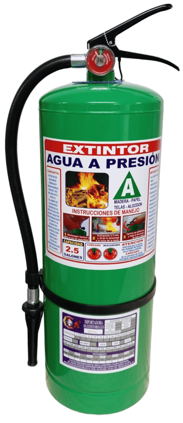 Extintor de agua portátil 2.5 galones para madera, papel y tela (Clase A) - Bogotá | Fire Stop