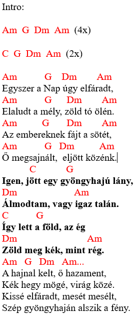 Omega akkordok és zeneszöveg 1