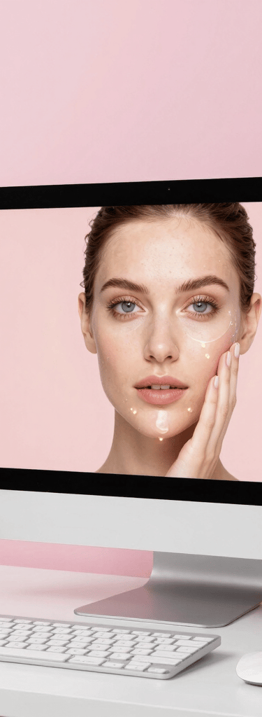 Elegant minimalist consultation room with soft rose gold accents and natural light highlighting a calm atmosphere.