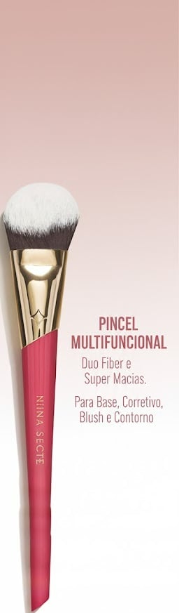 PINCEL MULTIFUNCIONAL Duo Fiber e Super Macias, Multifuncional, Para Base, Corretivo, Blush e Contor