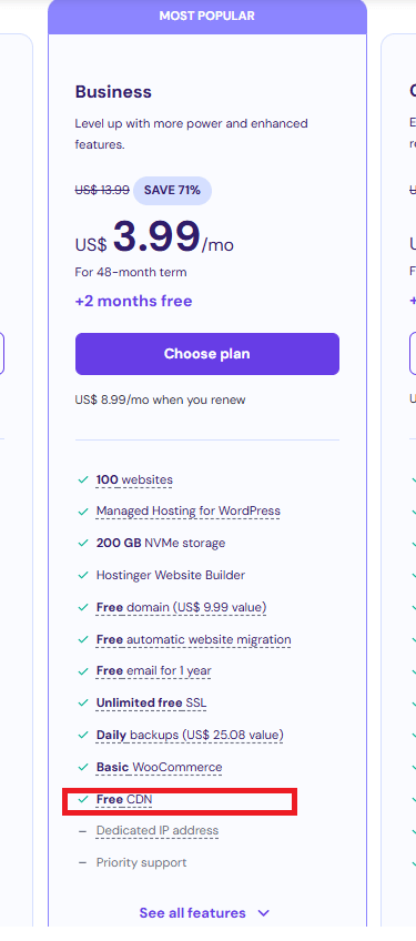 Хостинг план за Hostinger