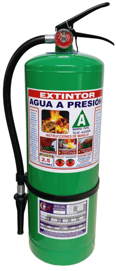 Extintor de agua portátil 2.5 galones para madera, papel y tela (Clase A) - Bogotá | Fire Stop