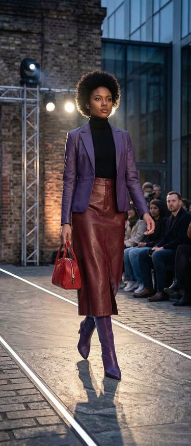 Falda midi borgoña · Piel sintética · Corte recto · Cintura alta