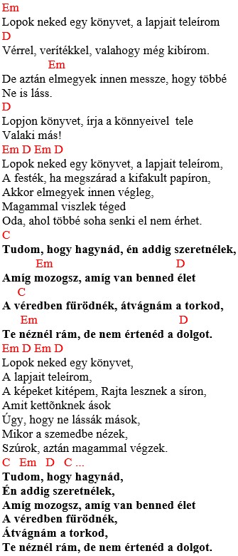 Tankcsapda - akkordok és zeneszöveg