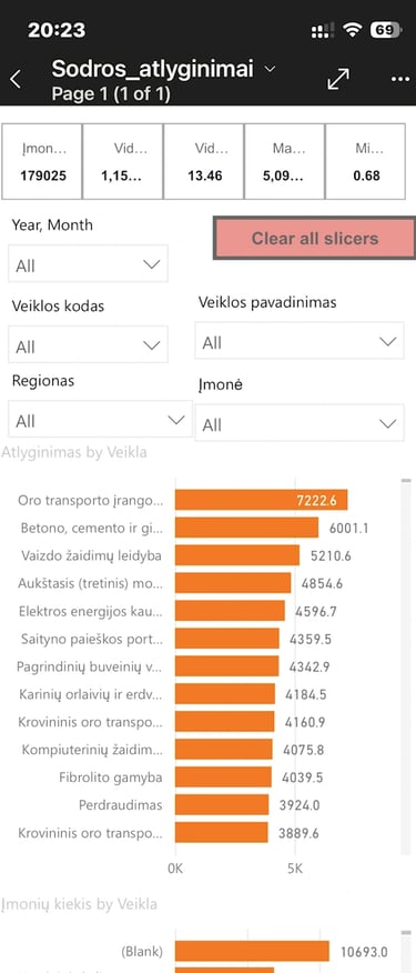 Power BI telefone, Atvirieji duomenys Jūsų kišenėje, pirmas puslapis