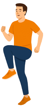 Animerad man som joggar i luften