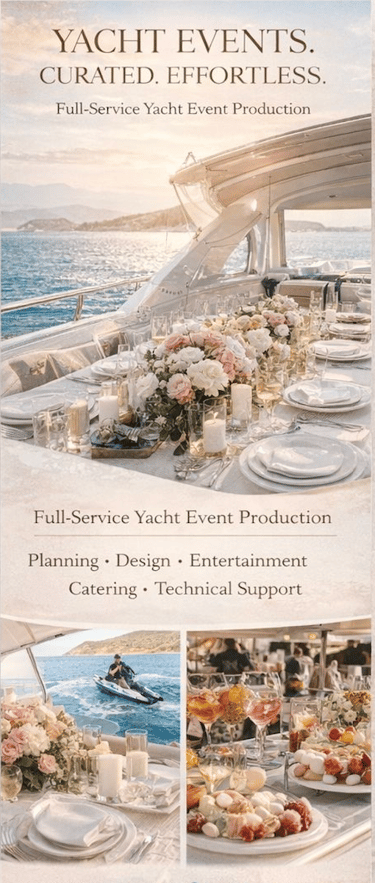 Elegant yacht event decoration and table styling in Bodrum