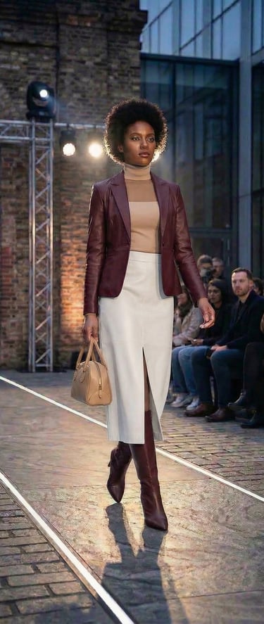 Falda midi blanca · Piel sintética · Corte recto · Cintura alta