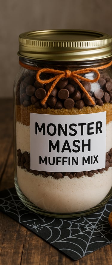 Monster Mash Muffin Mix Jar with Muffins & Eyeballs