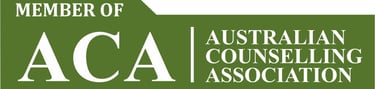 Official green and white member logo for the Australian Counselling Association (ACA).