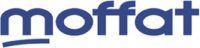 Moffat logo in blue lowercase letters with a swoosh underlining the "m."