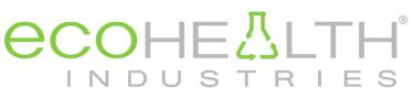 EcoHealth Industries logo with green and grey text and a recycling beaker icon.