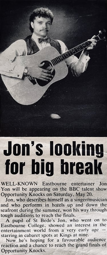 Jon Yon - Press clipping prior to his first TV performance