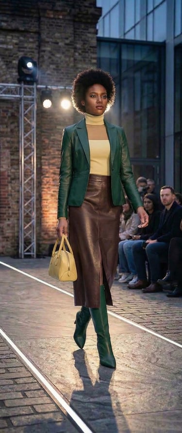 Falda midi marrón · Piel sintética · Corte recto · Cintura alta