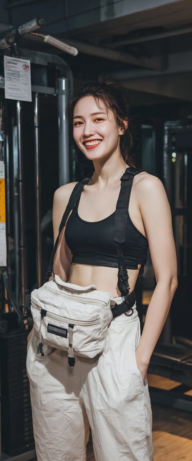Smiling girl with bag across her shoulder