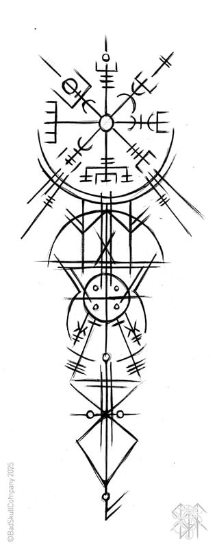 A viking sigil with a vegvisir