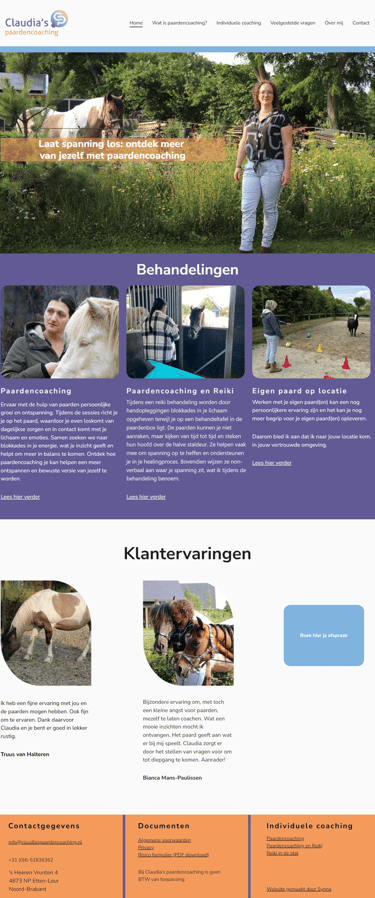 nieuwe website Claudia's paardencoaching