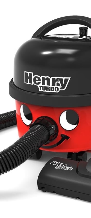a red vacuum cleaner with a black and white vacuum