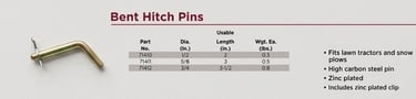 Bent Hitch Pin Specifications