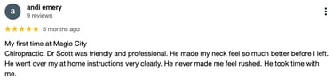 five star review from a patient #3