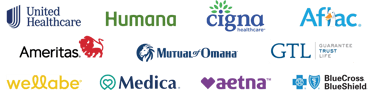 Grouping of logos of the carriers represented by Medicare Guy
