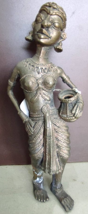  "Ethnic woman sculpture with water pot in one hand and other on waist – graceful posture-for global shipment"